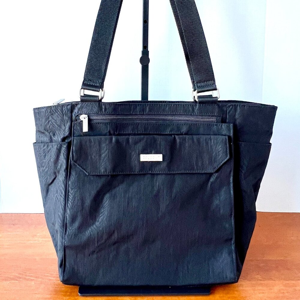 Baggallini Large Black Shoulder Bag, Zebra Print, Excellent Condition!